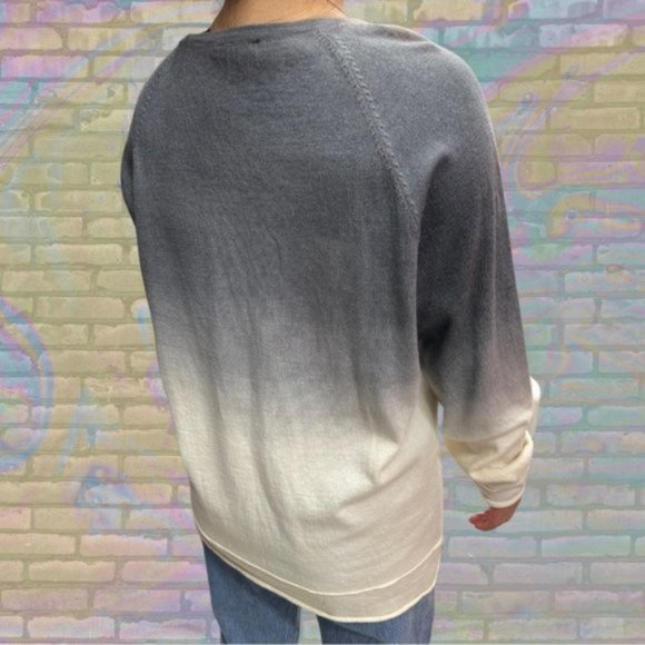 Retro Benson 100% Merino Wool Ombrée Gradient Bleach-washed Long Sleeve - Picture 3 of 3